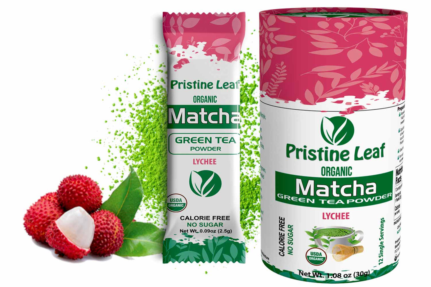 Lychee Matcha, 12 Single Servings - PristineLeaf.com